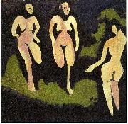Ernst Ludwig Kirchner Nudes in a meadow Sweden oil painting artist